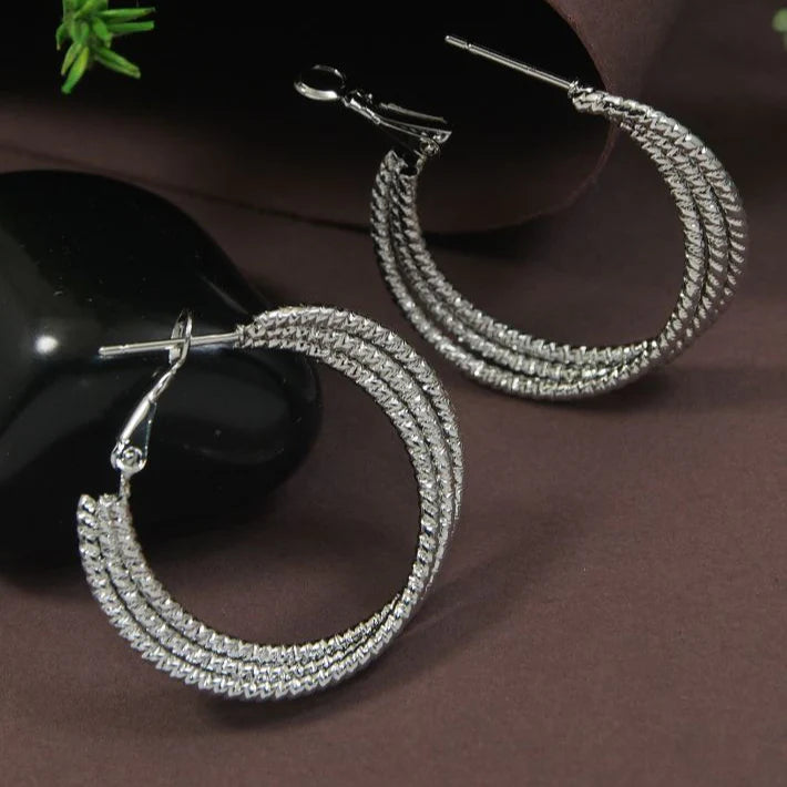 Triple Layer Bead Style Hoop Earrings
