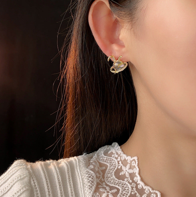 Cute Rabbit Ear Magic Crystal Stud Earrings
