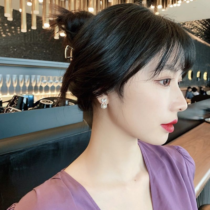 Bow Knot Pearl Stud Earrings