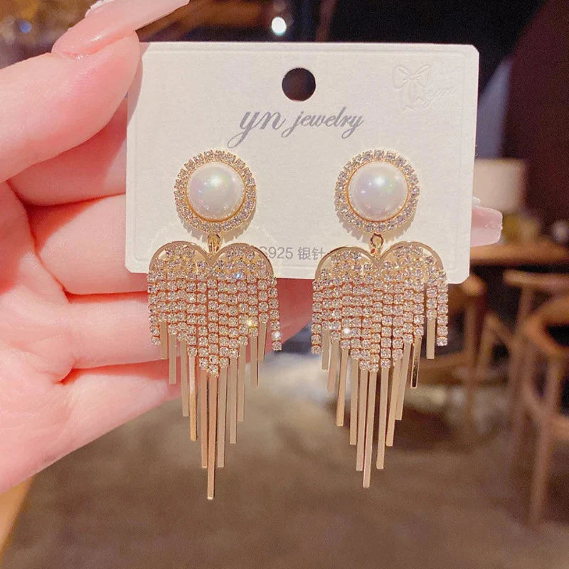 Pretty Love Heart Stone Tassel Earring