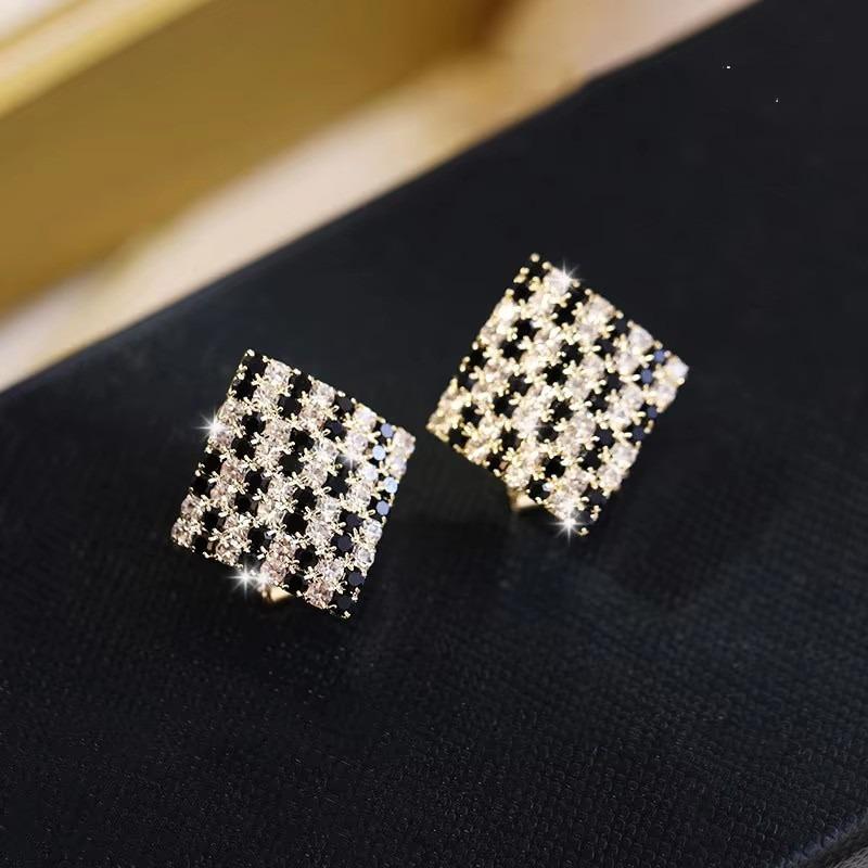 Black and White Crystal Stud Earrings