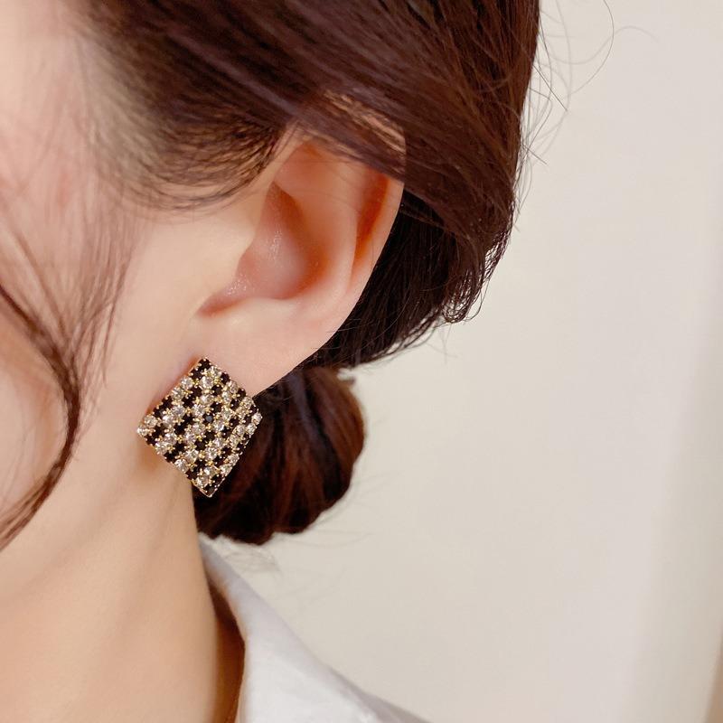 Black and White Crystal Stud Earrings
