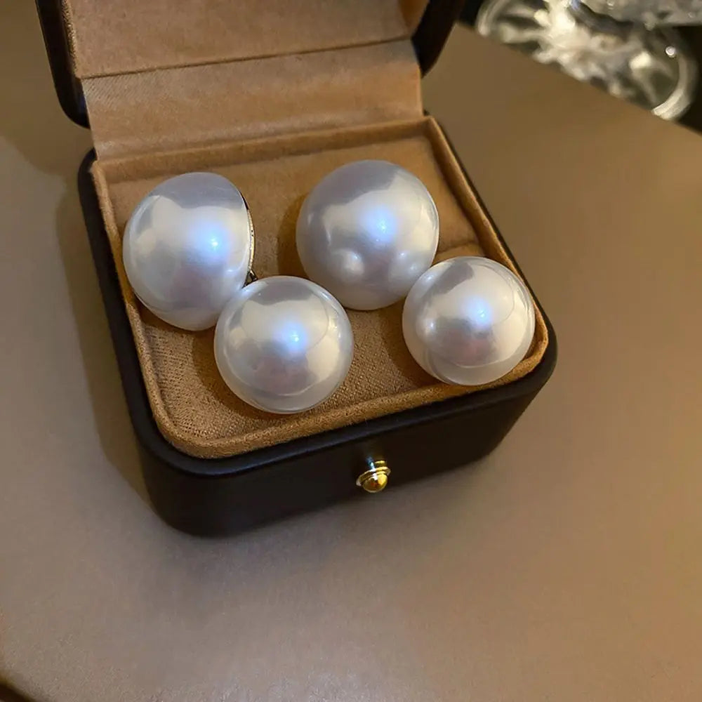 Big Double Layer Pearl Stud Earrings
