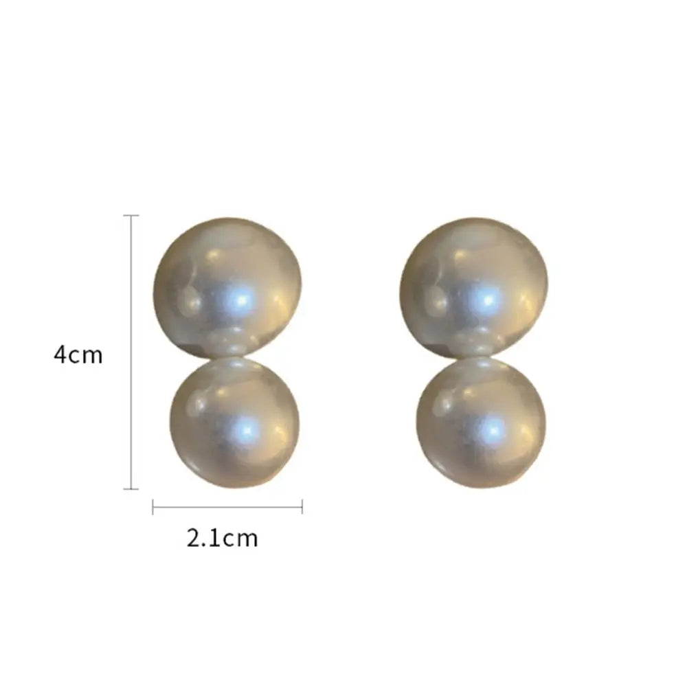 Big Double Layer Pearl Stud Earrings