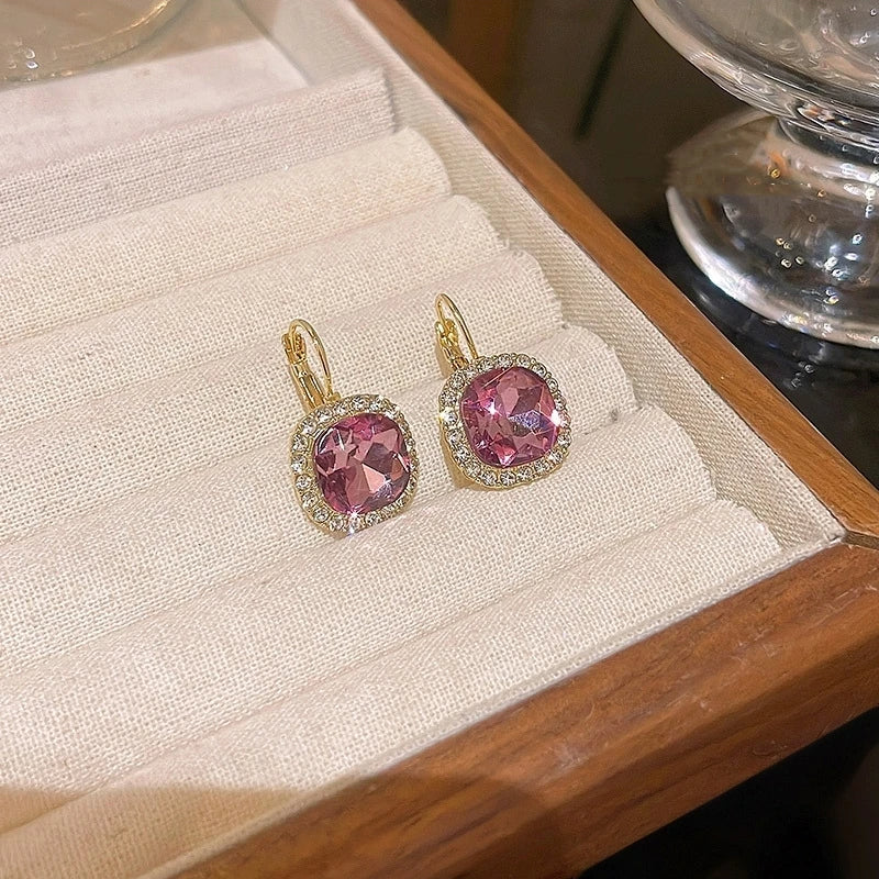 Vintage Square Crystals Drop Earrings