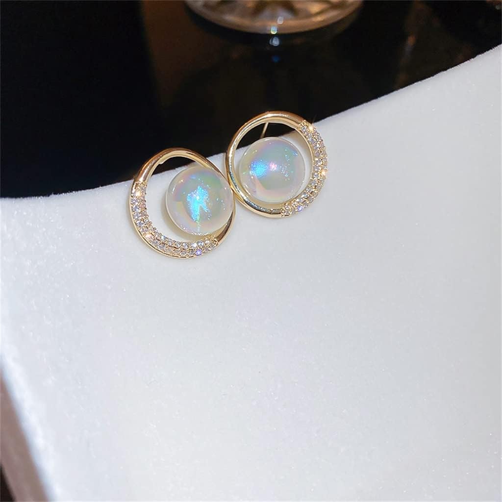 Exquisite Mermaid Pearl Round Stud Earrings