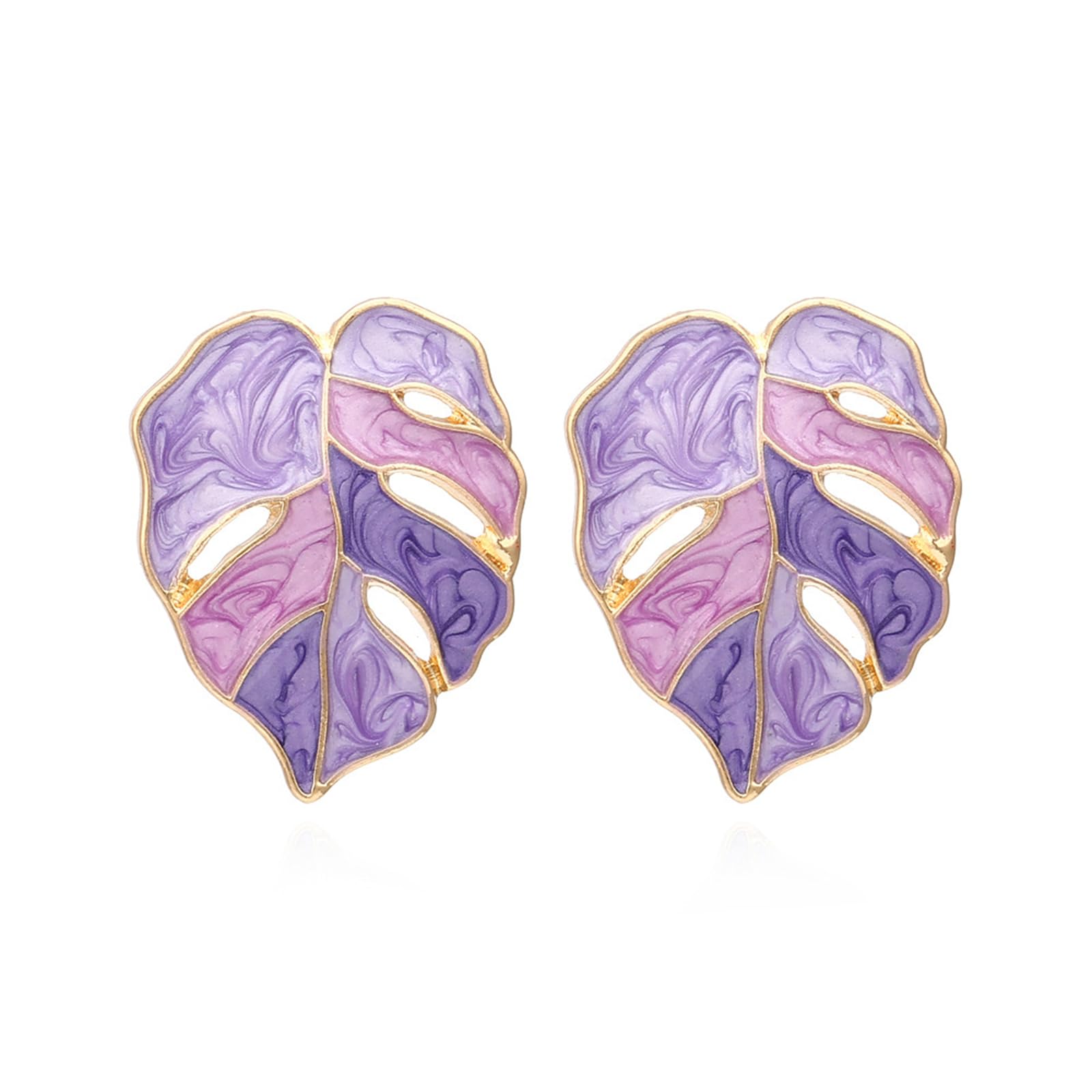 Enamelled Leaf Stud Earrings