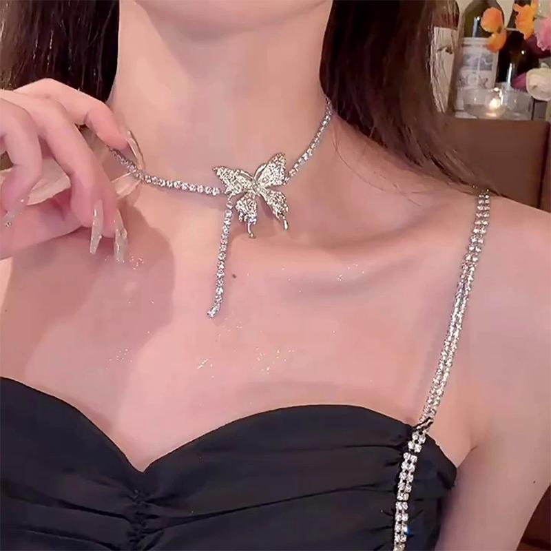 Butterfly Rhinestone Choker Necklace