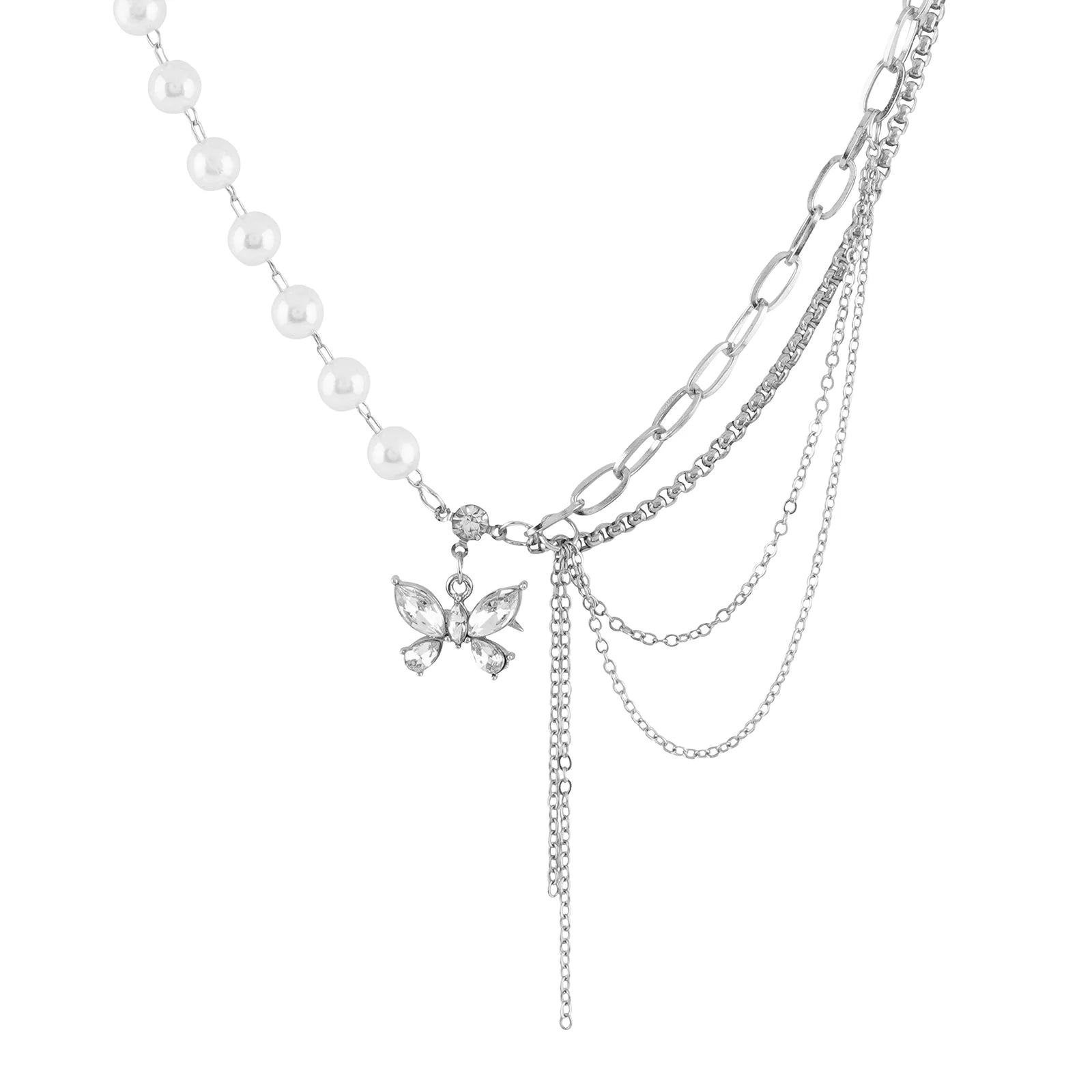 Multi-Layer Butterfly Pearl Necklace