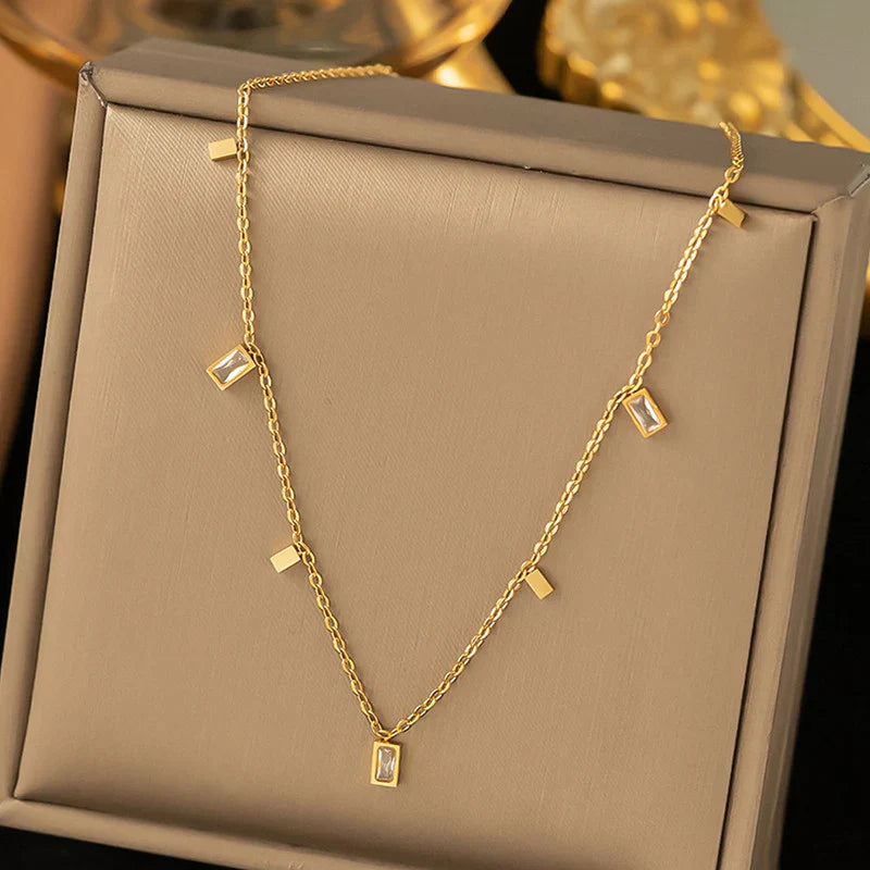 Square Geometric Charms Necklace