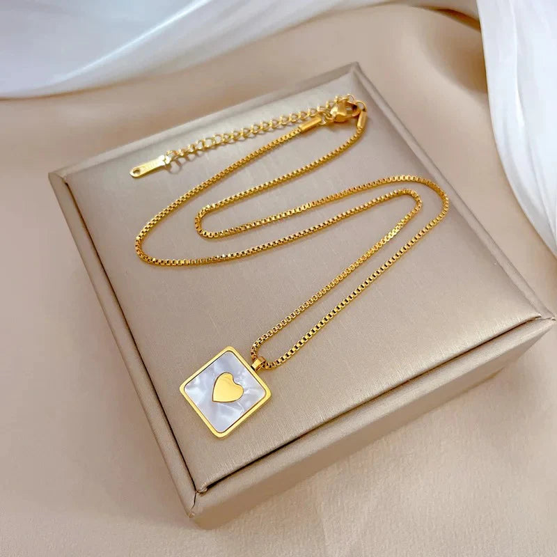 Heart In Opal Square Necklace