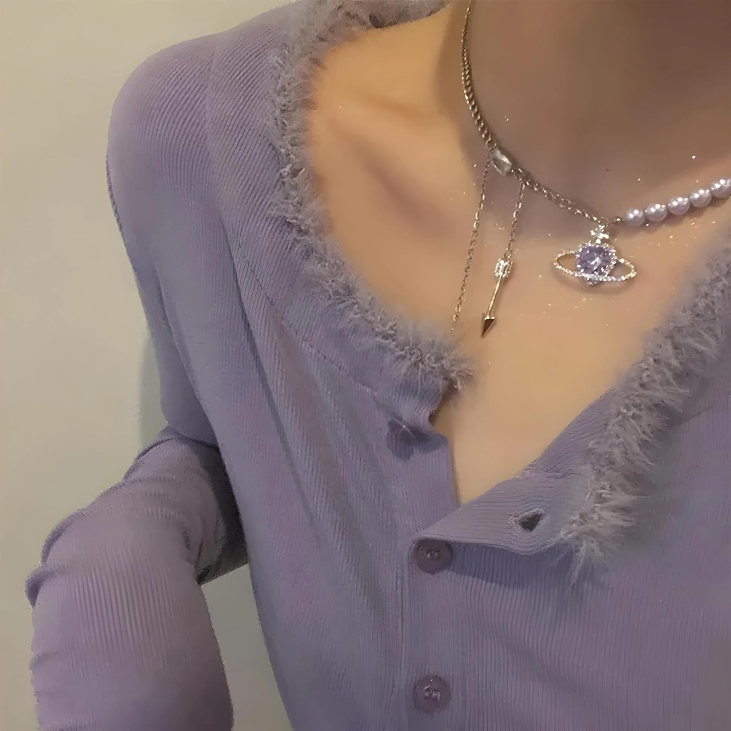 Lavender Love Planet Pearls Necklace