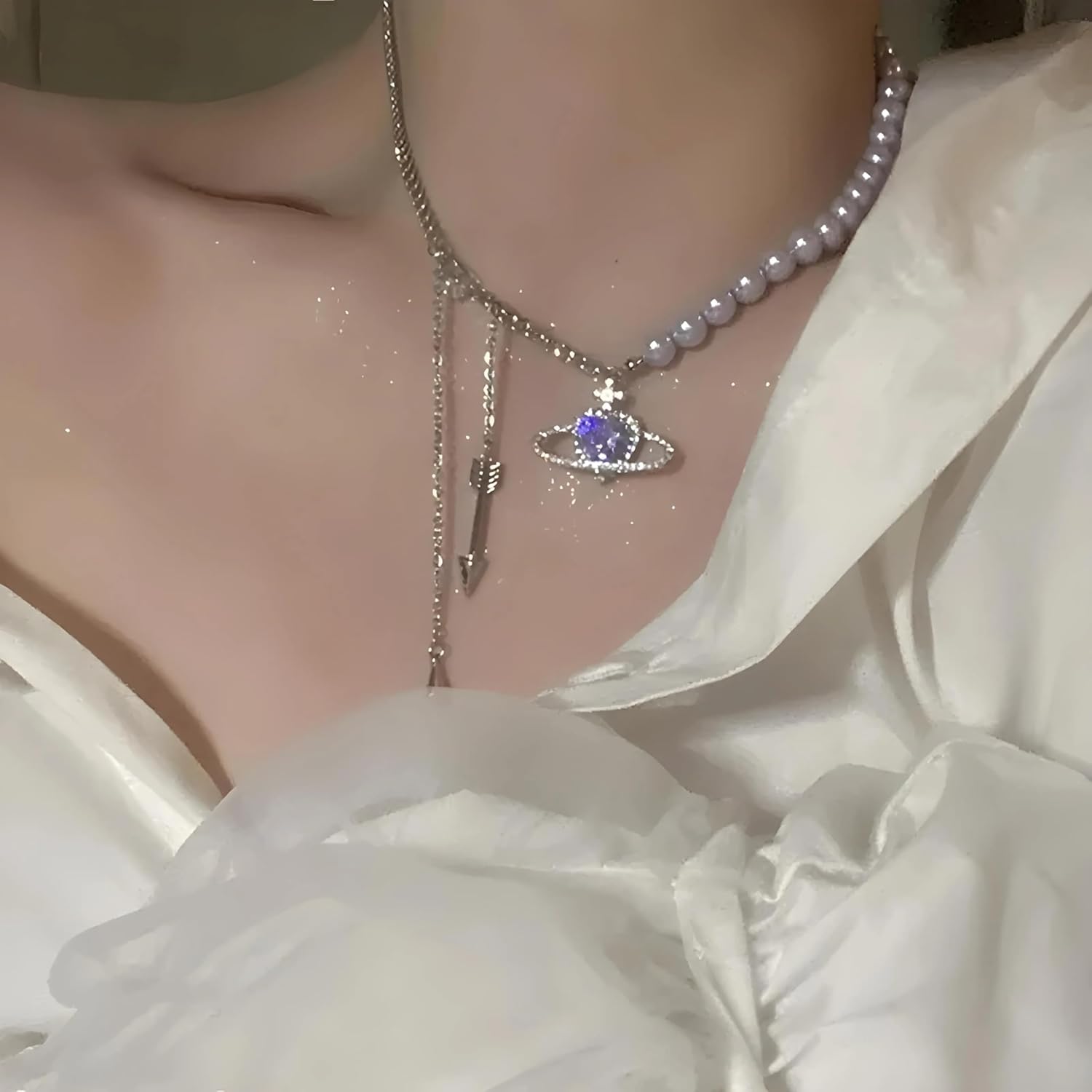 Lavender Love Planet Pearls Necklace