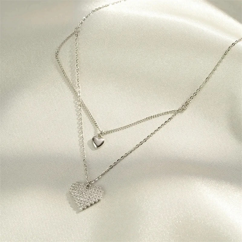 Double Layer Delicate Heart Necklace