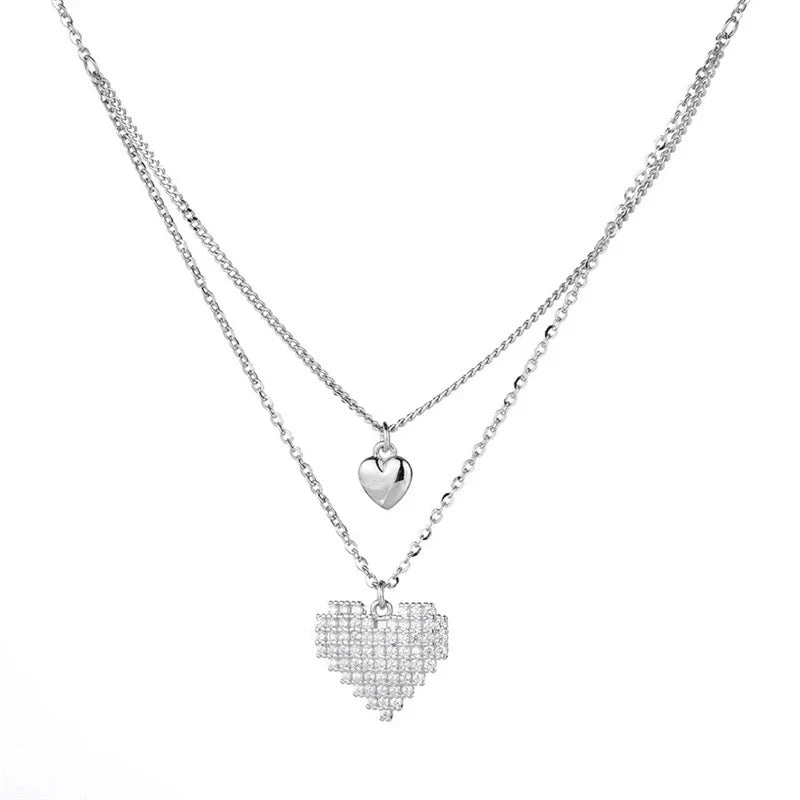 Double Layer Delicate Heart Necklace
