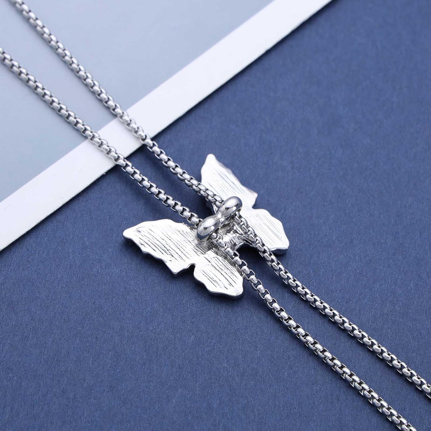 Adjustable Black Butterfly Long Chain Necklace
