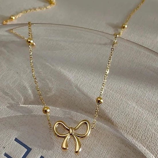 Beads Chain Bow Necklace