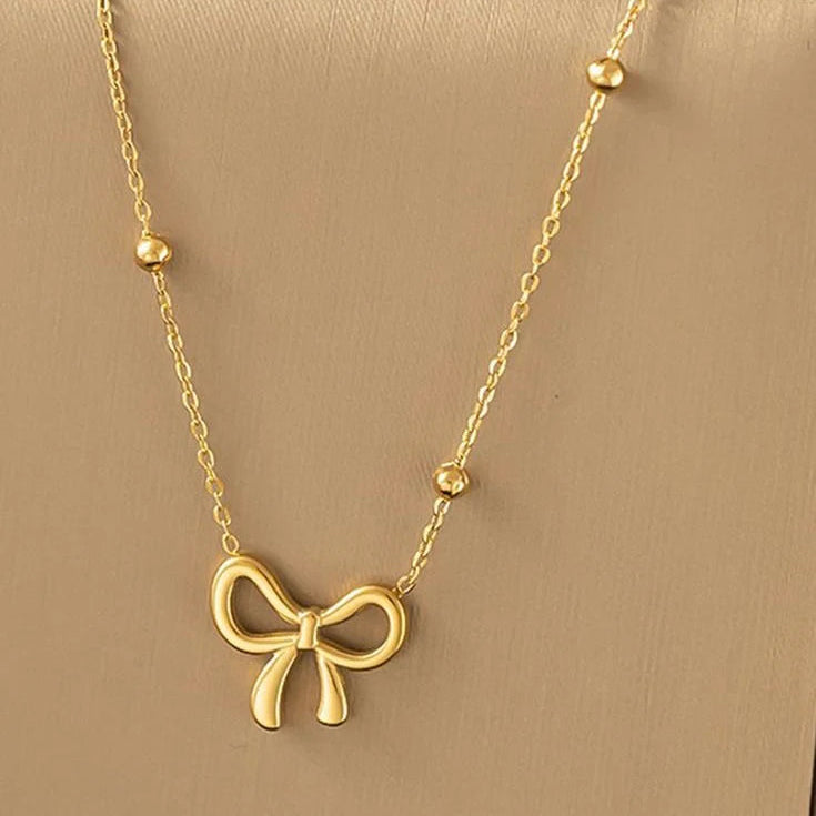 Beads Chain Bow Necklace