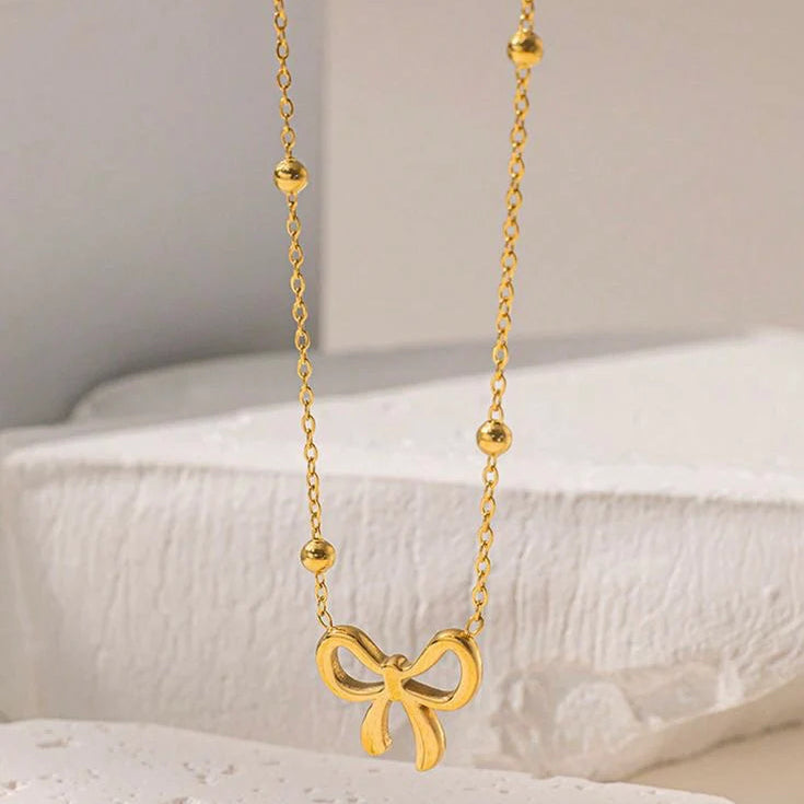 Beads Chain Bow Necklace