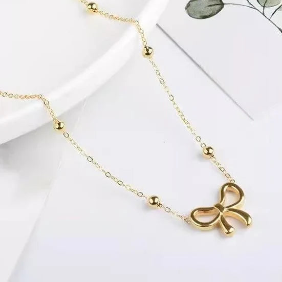 Beads Chain Bow Necklace