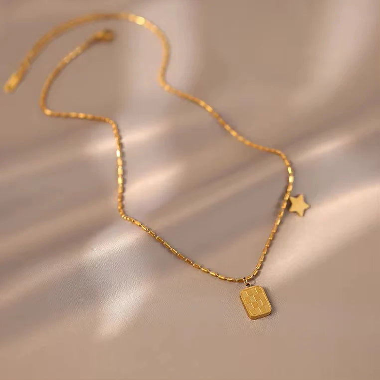 Dainty Square Star Pendant Necklace