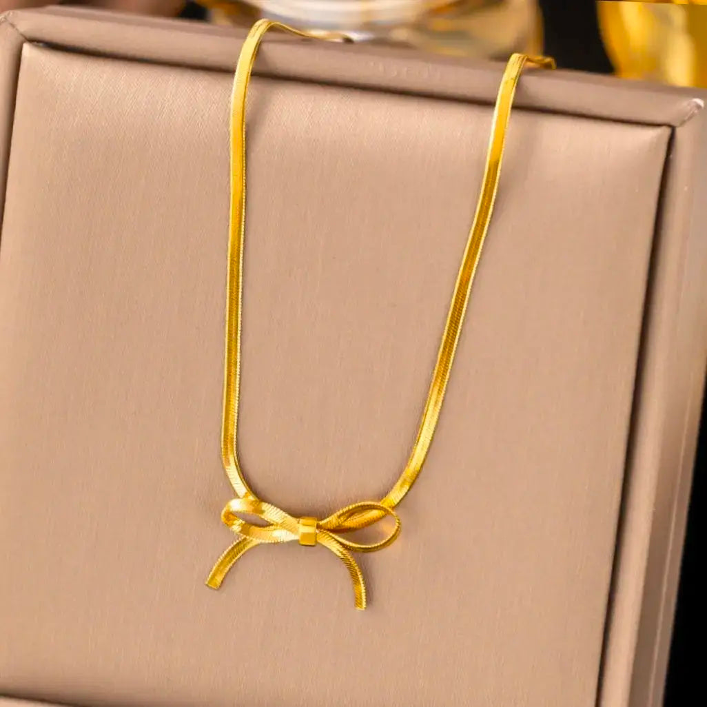 Bow Knot Snake Chain Necklace