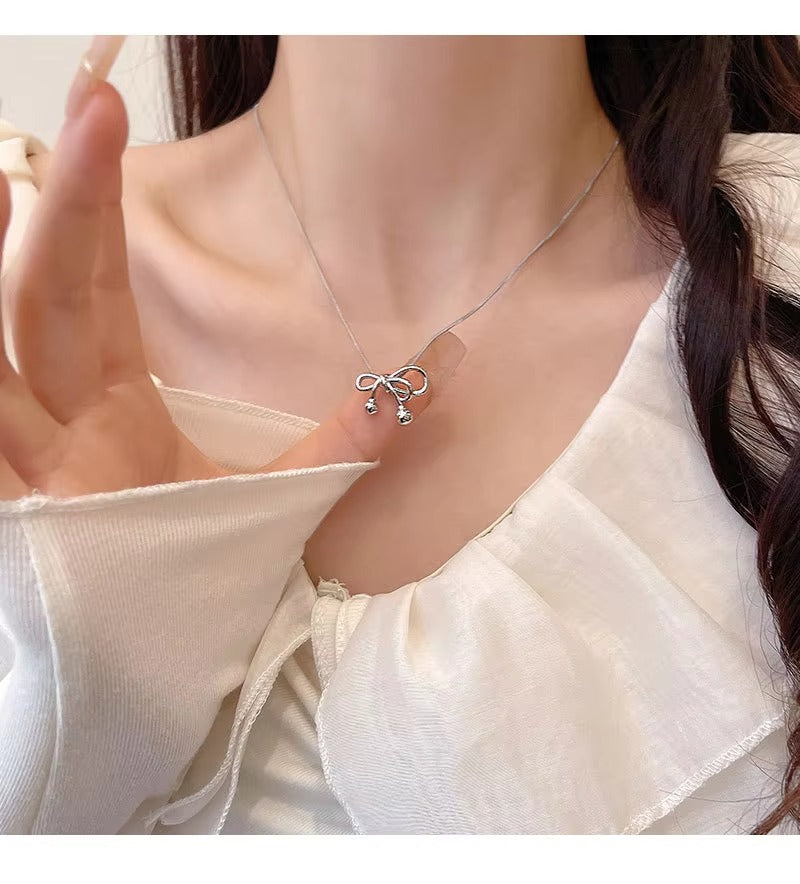 Silver Bow Knot Necklace