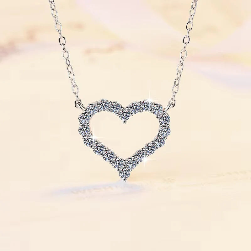 Alloy Hollow Heart Stone Pendant