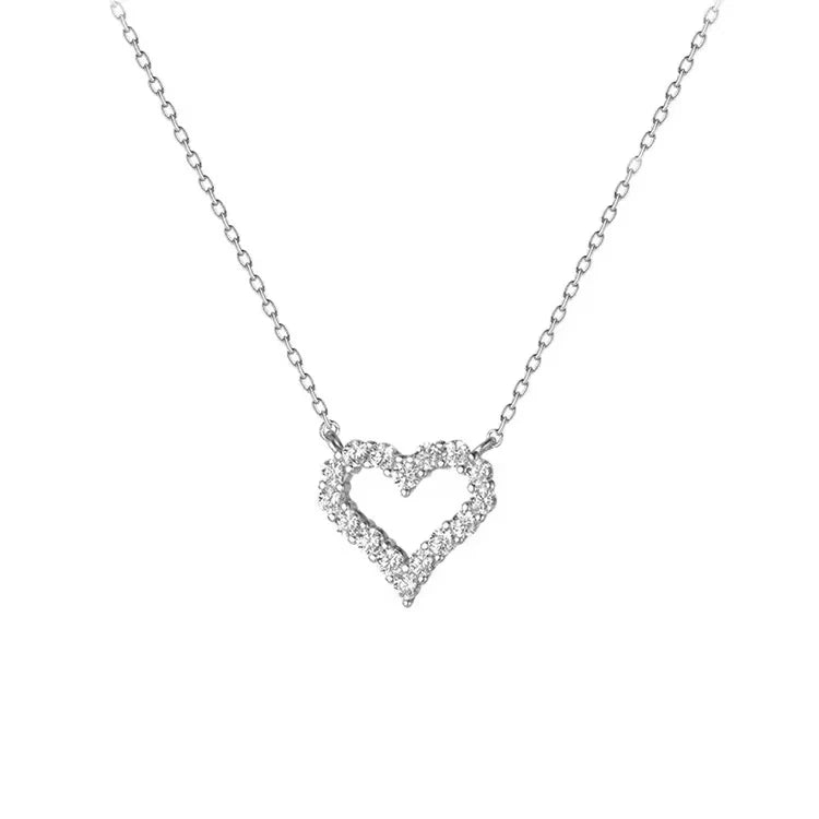 Alloy Hollow Heart Stone Pendant
