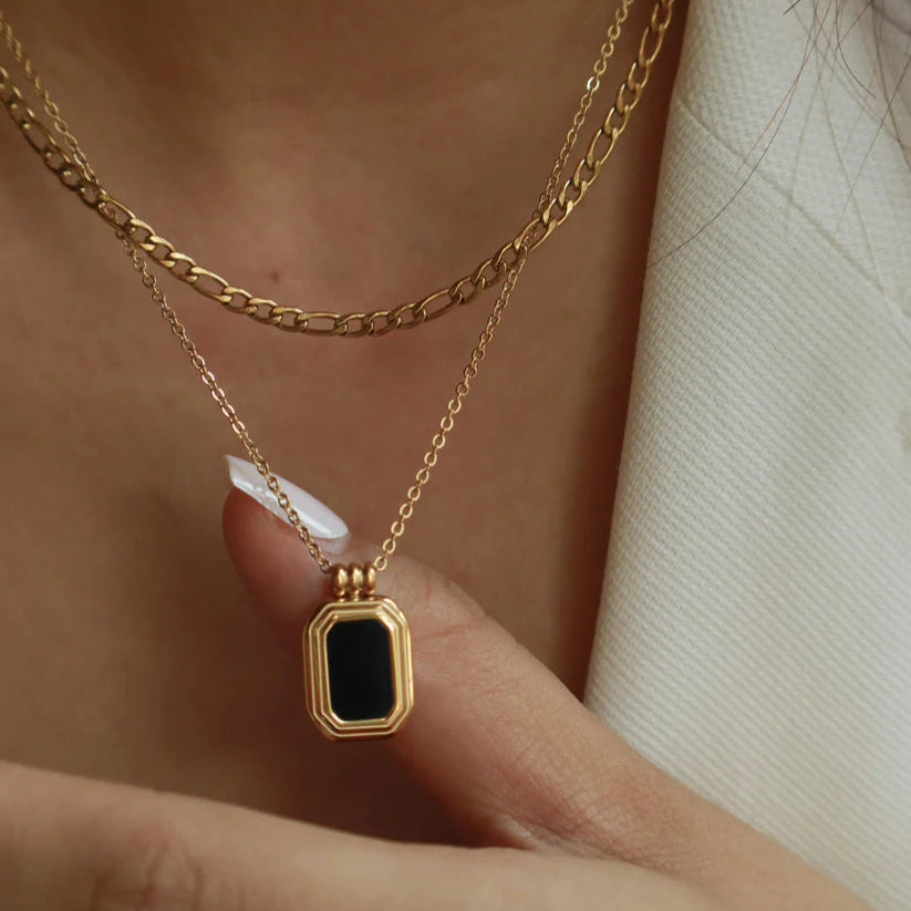 Alloy Dual Layer Black Square