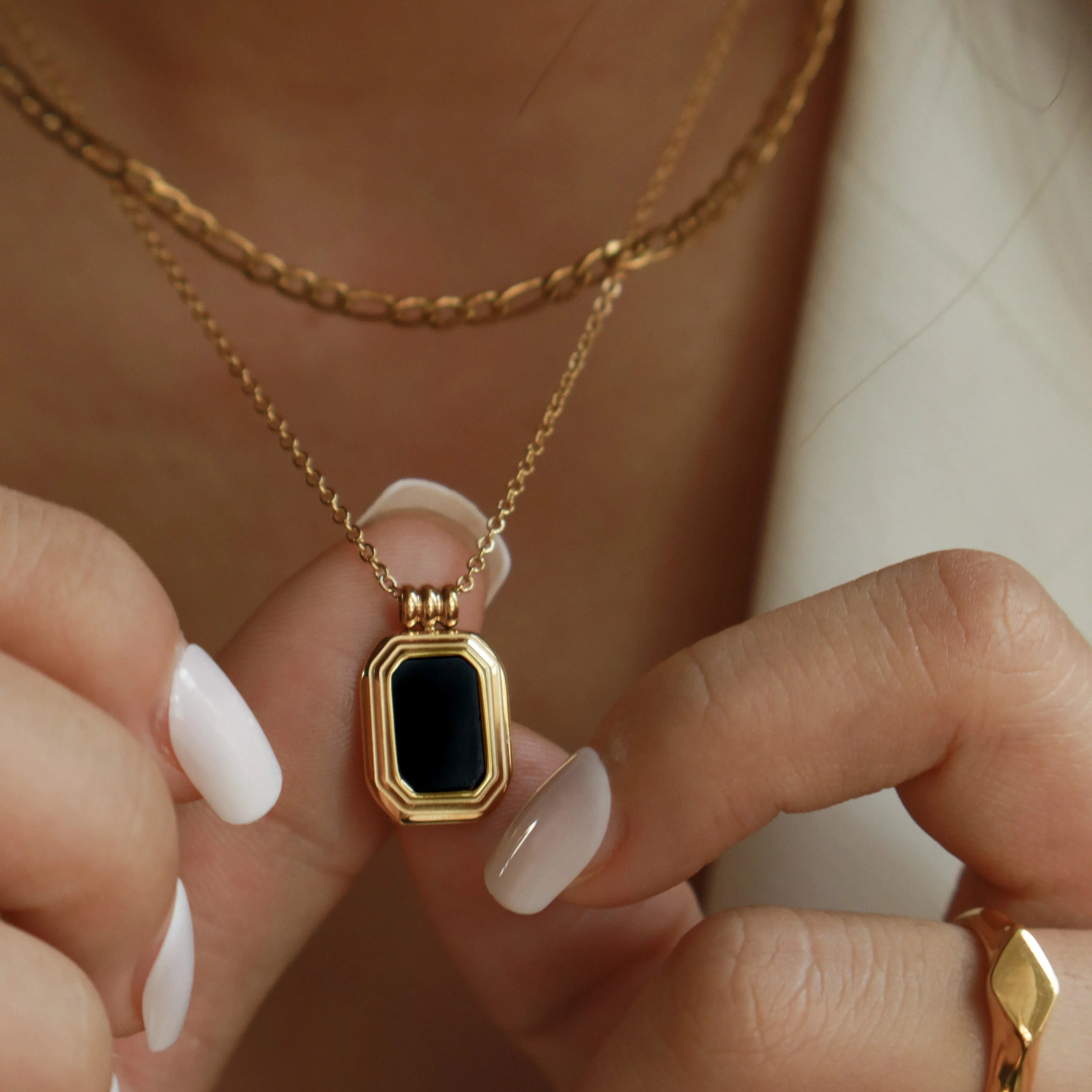 Alloy Dual Layer Black Square