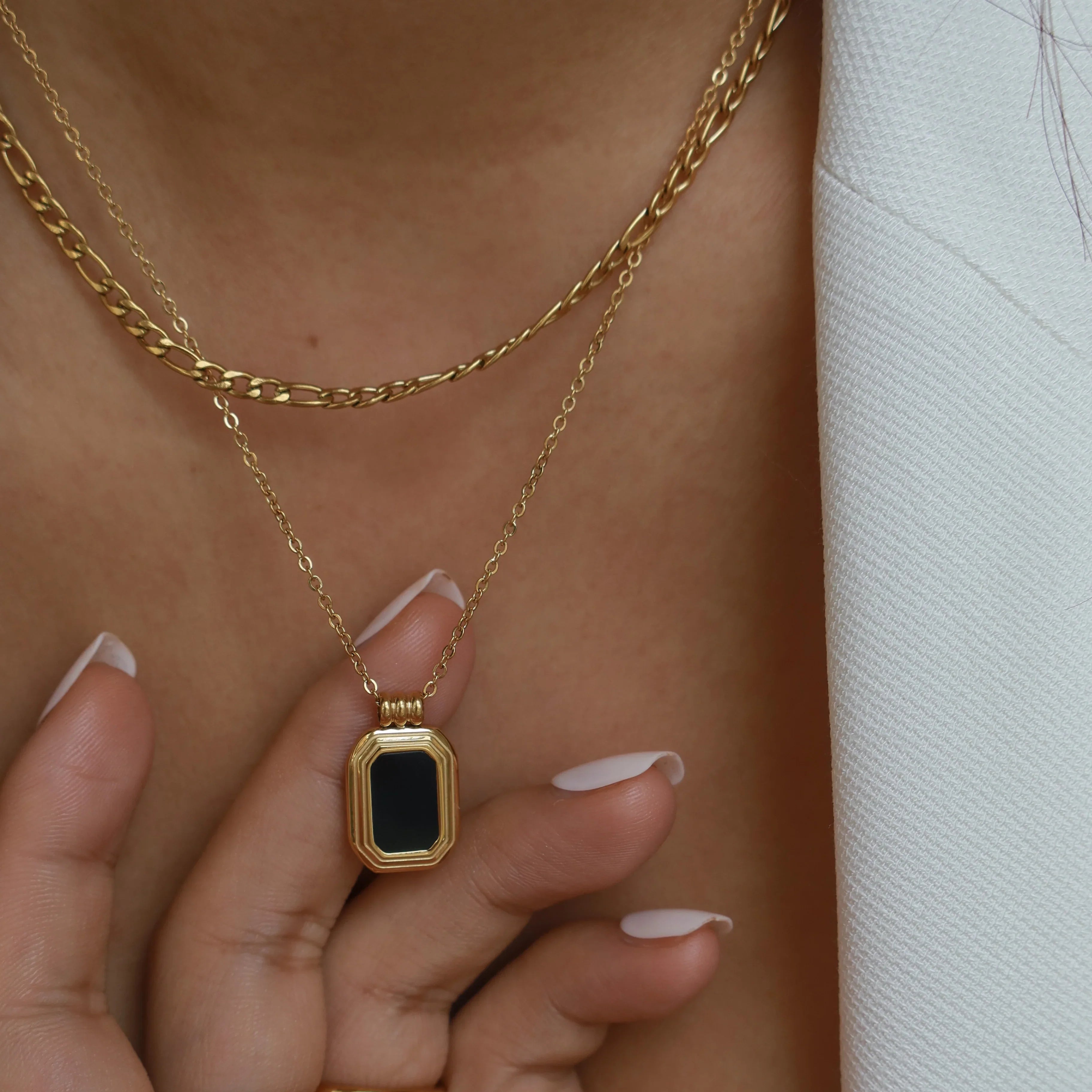 Alloy Dual Layer Black Square