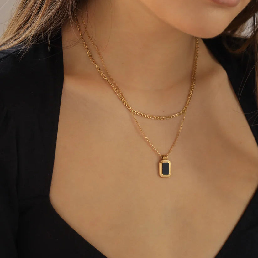 Alloy Dual Layer Black Square