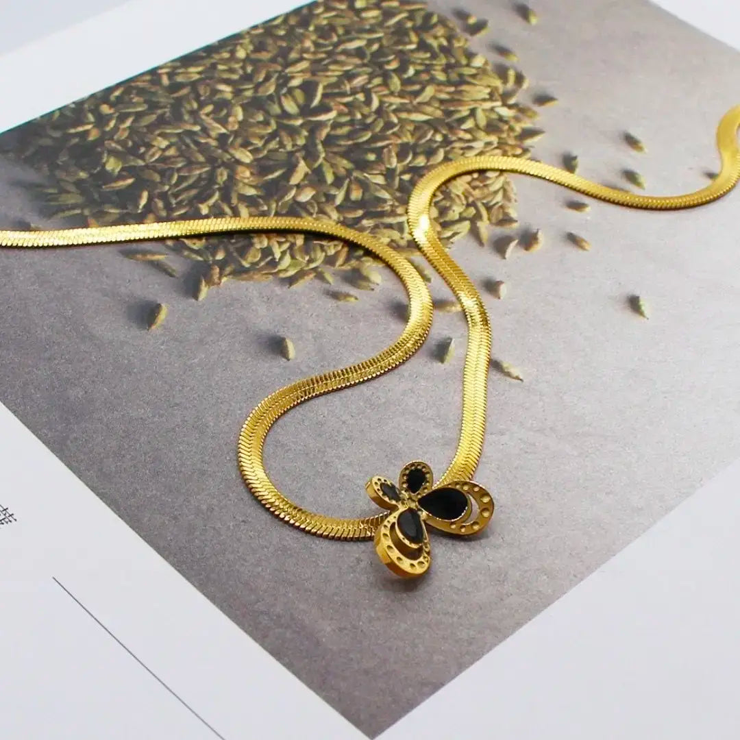 Black Butterfly Snake Chain Necklace