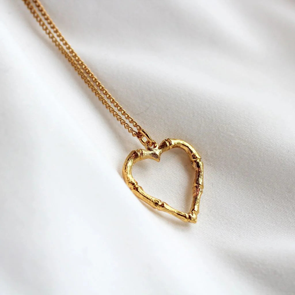 Bamboo Hollow Heart Necklace