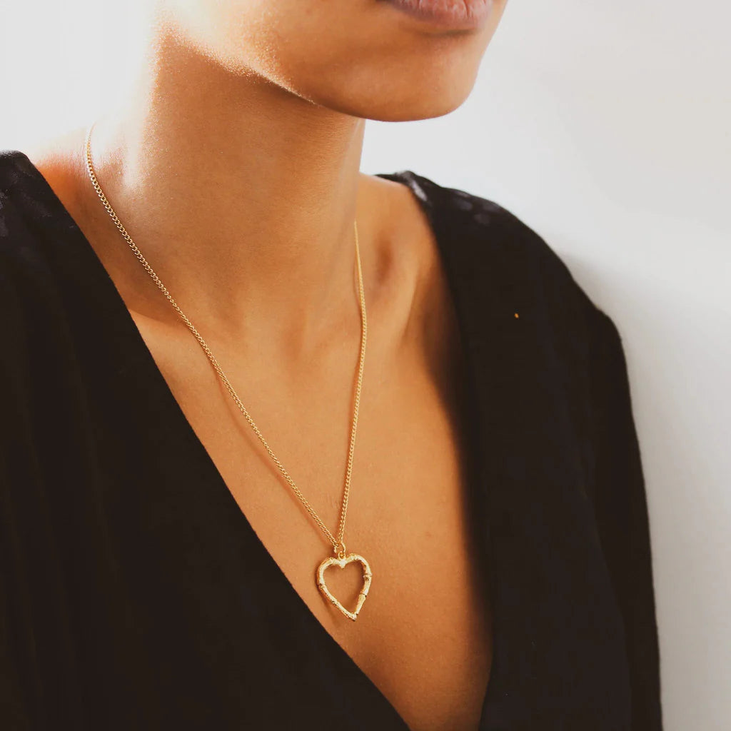 Bamboo Hollow Heart Necklace