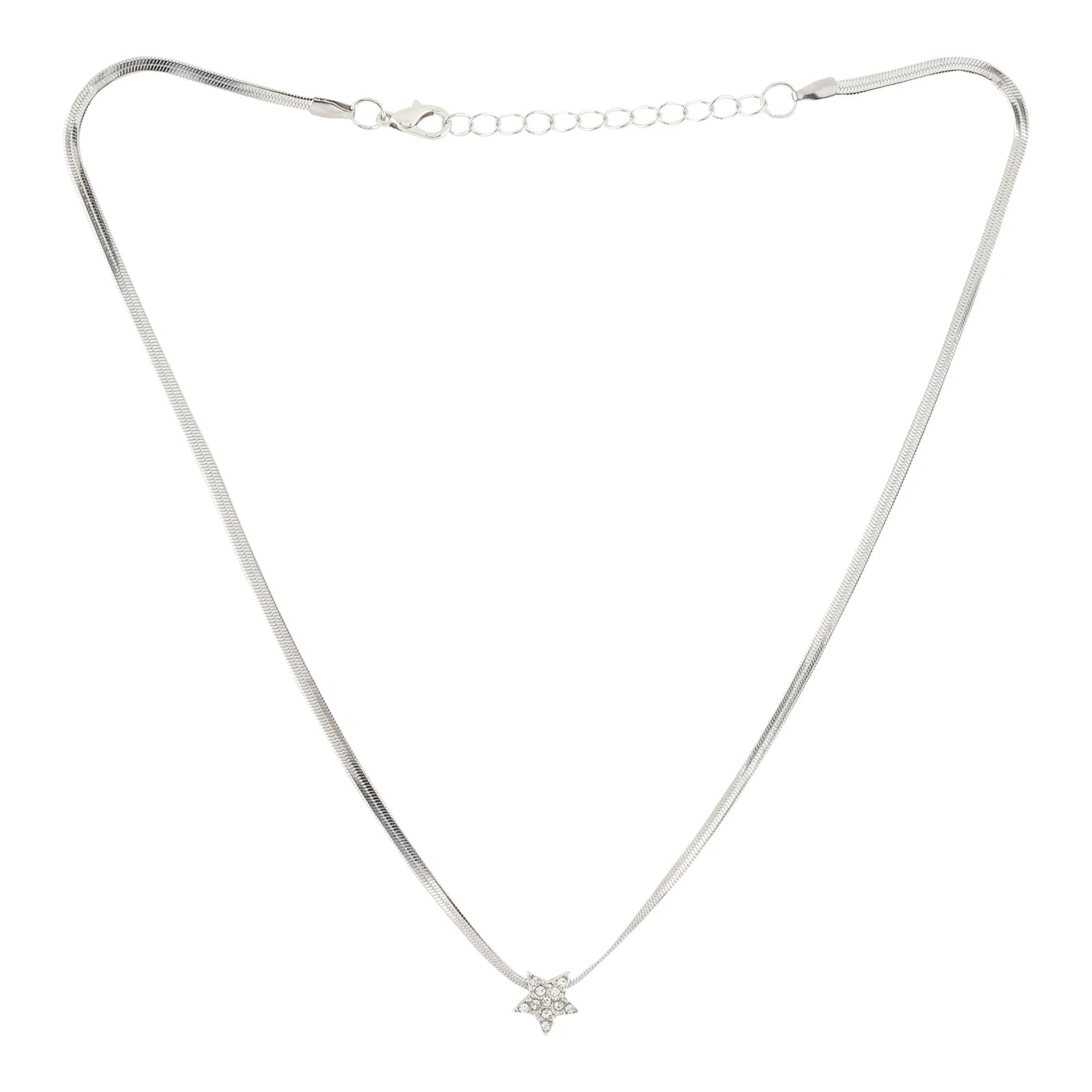 Sparkling Diamond Star Snake Bone Chain Necklace