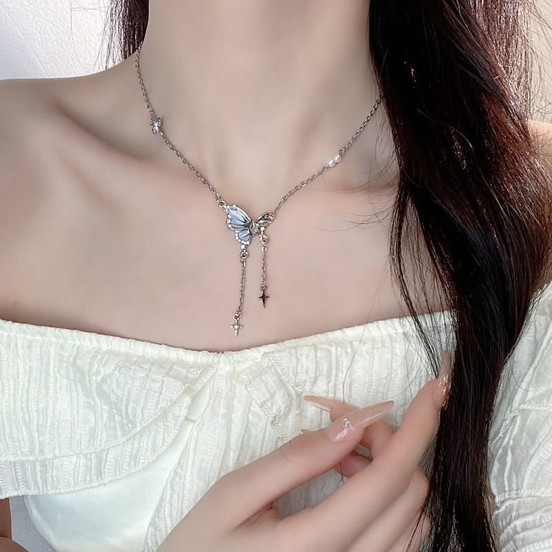 Classic Style Half Butterfly Wings Drop Necklace