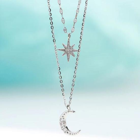 The Moon & Star Dual Chain Necklace