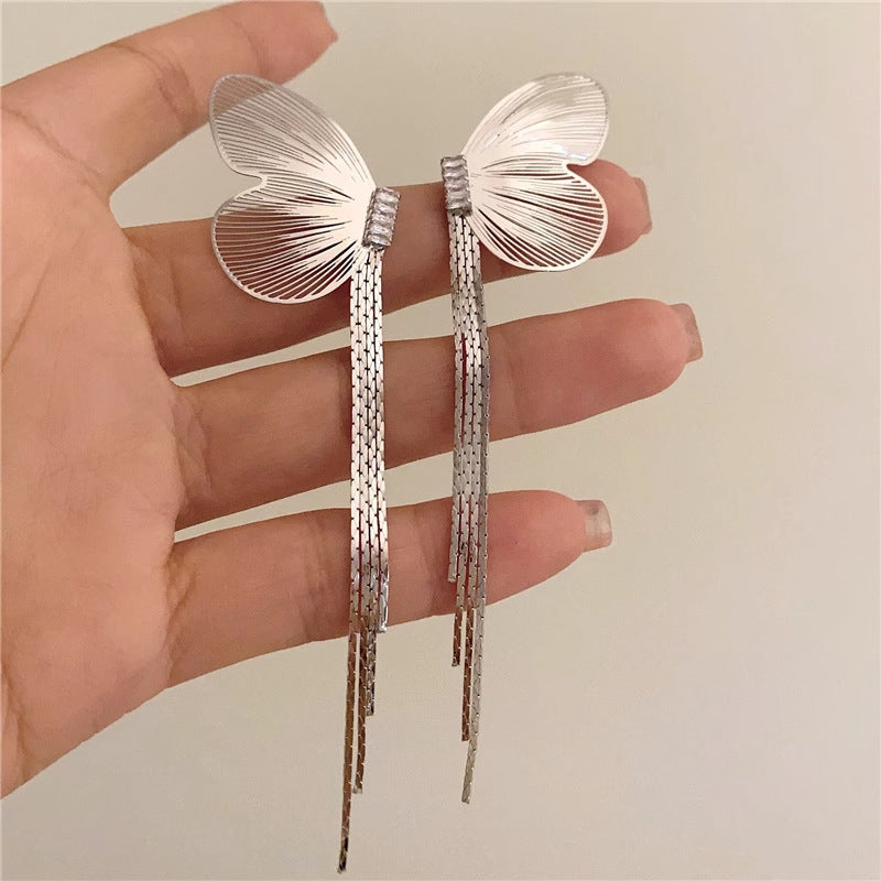 Exaggerated Butterfly Long Tassel Earrings