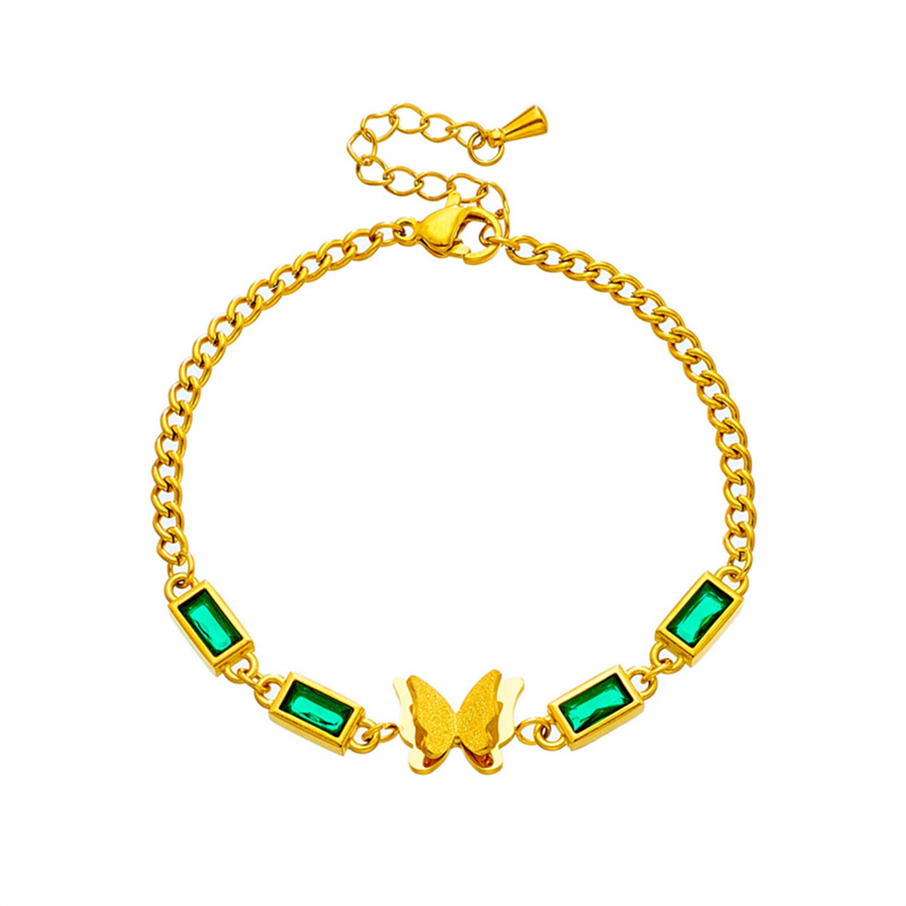 Green Gemstone Butterfly Bracelet