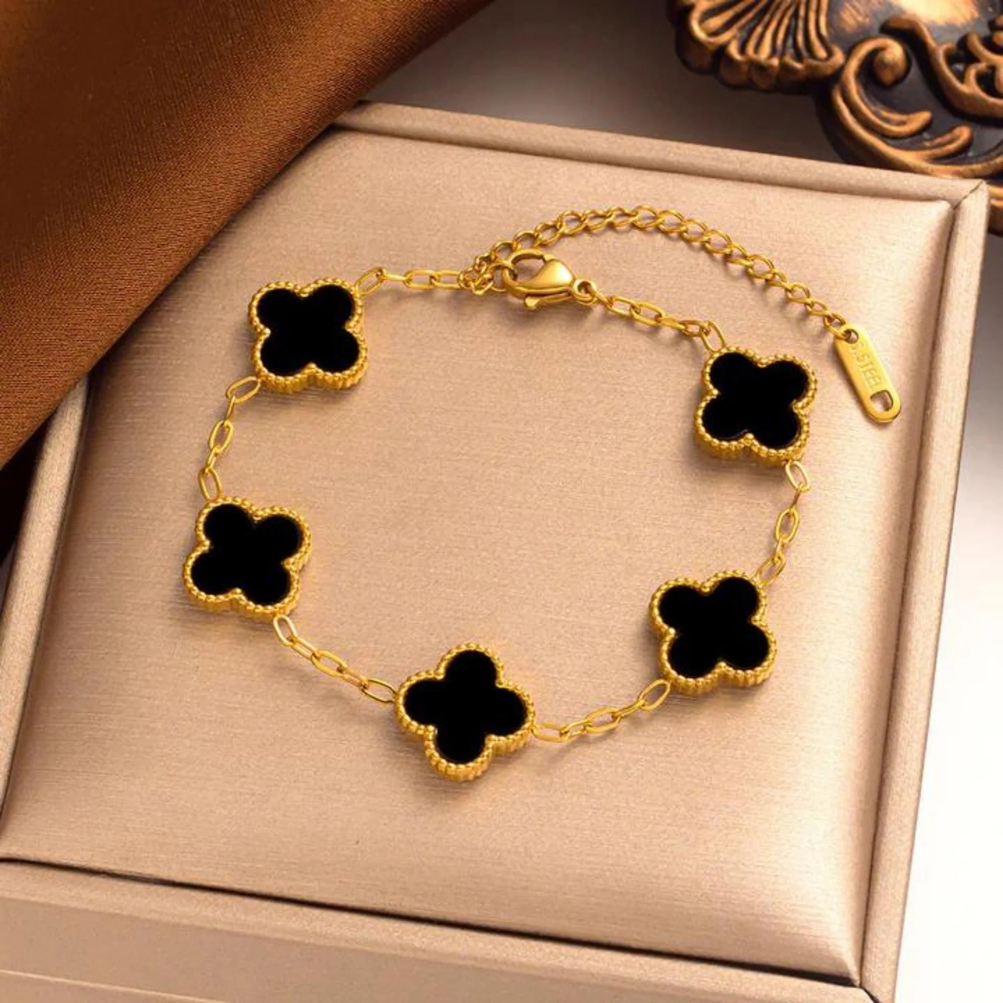 Black Lucky Clover Bracelet