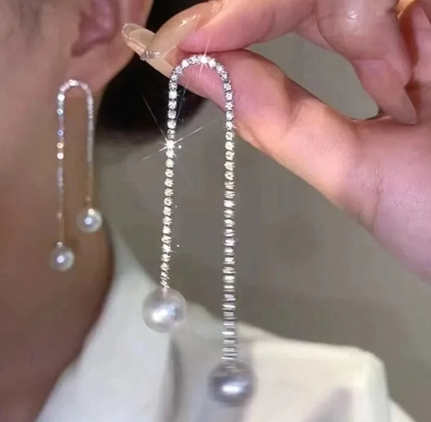 Rhinestone Tassel Earrings