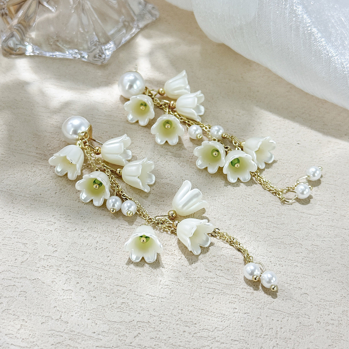 Lily Flower Tassel Long Earrings