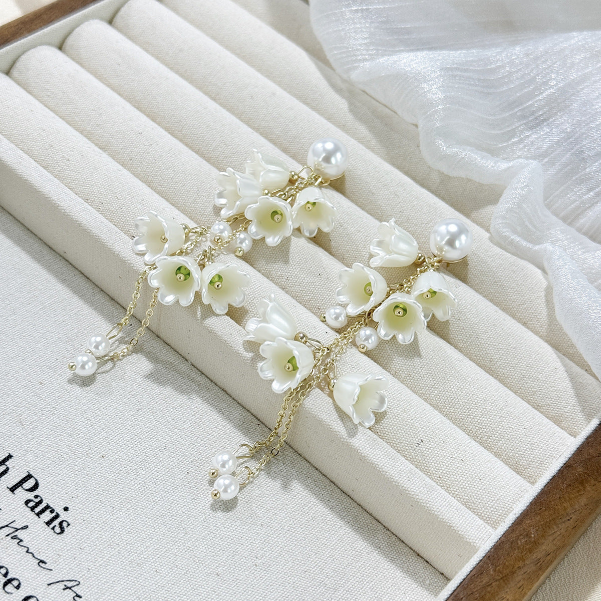 Lily Flower Tassel Long Earrings