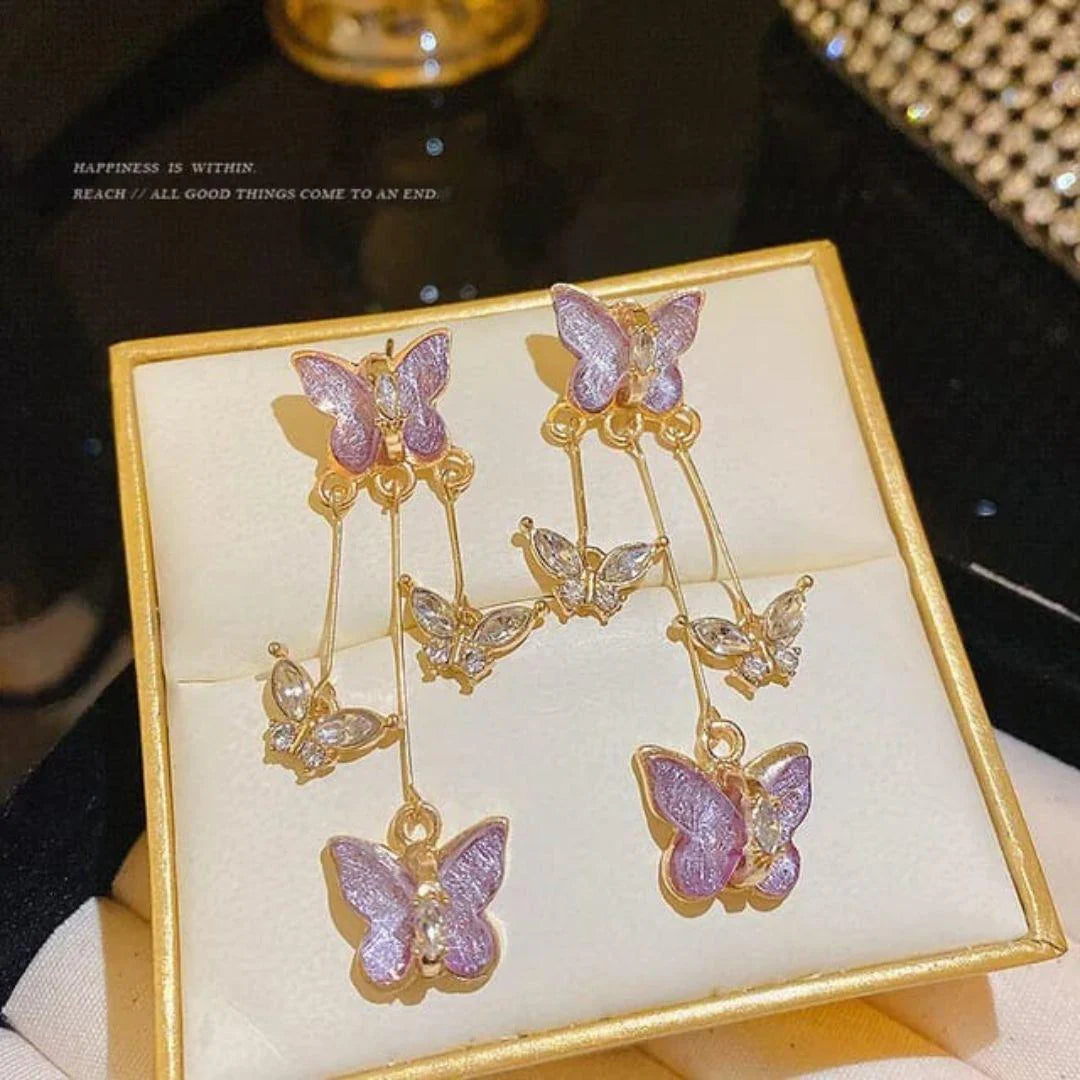 Lavender Butterfly Hanging Earrings