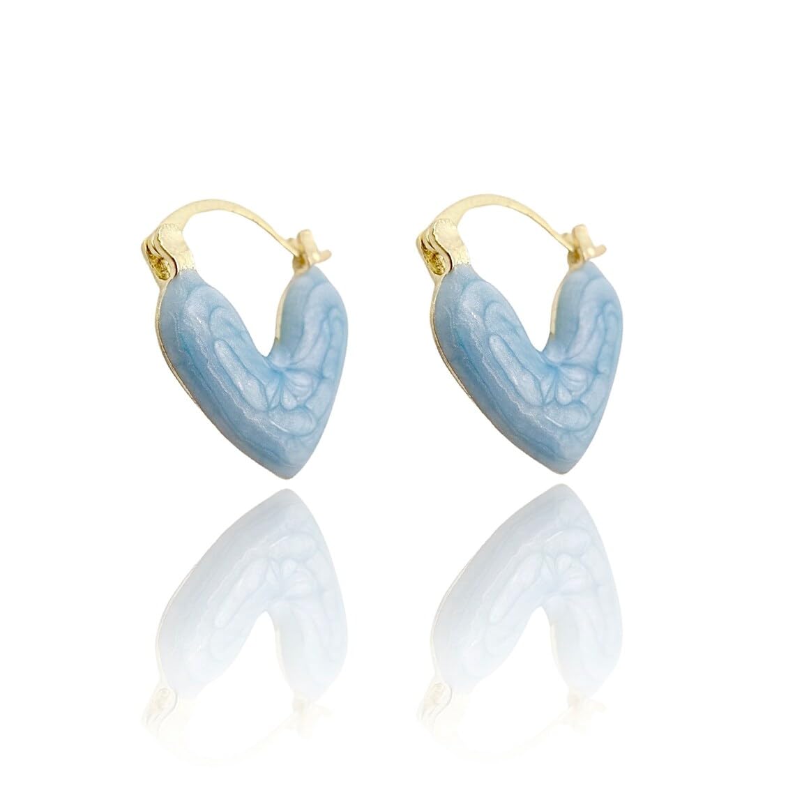 Minimal Enameled Heart Earrings