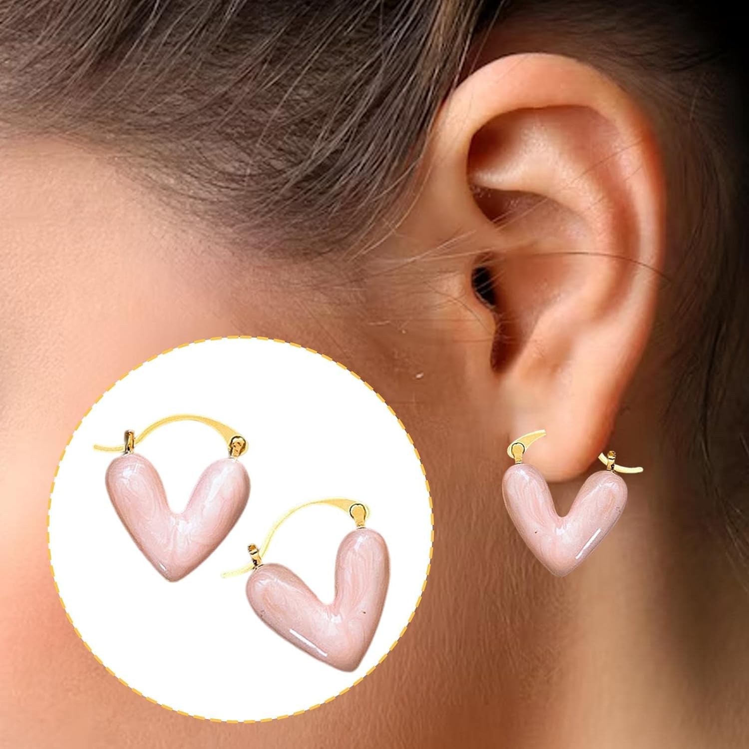 Minimal Enameled Heart Earrings