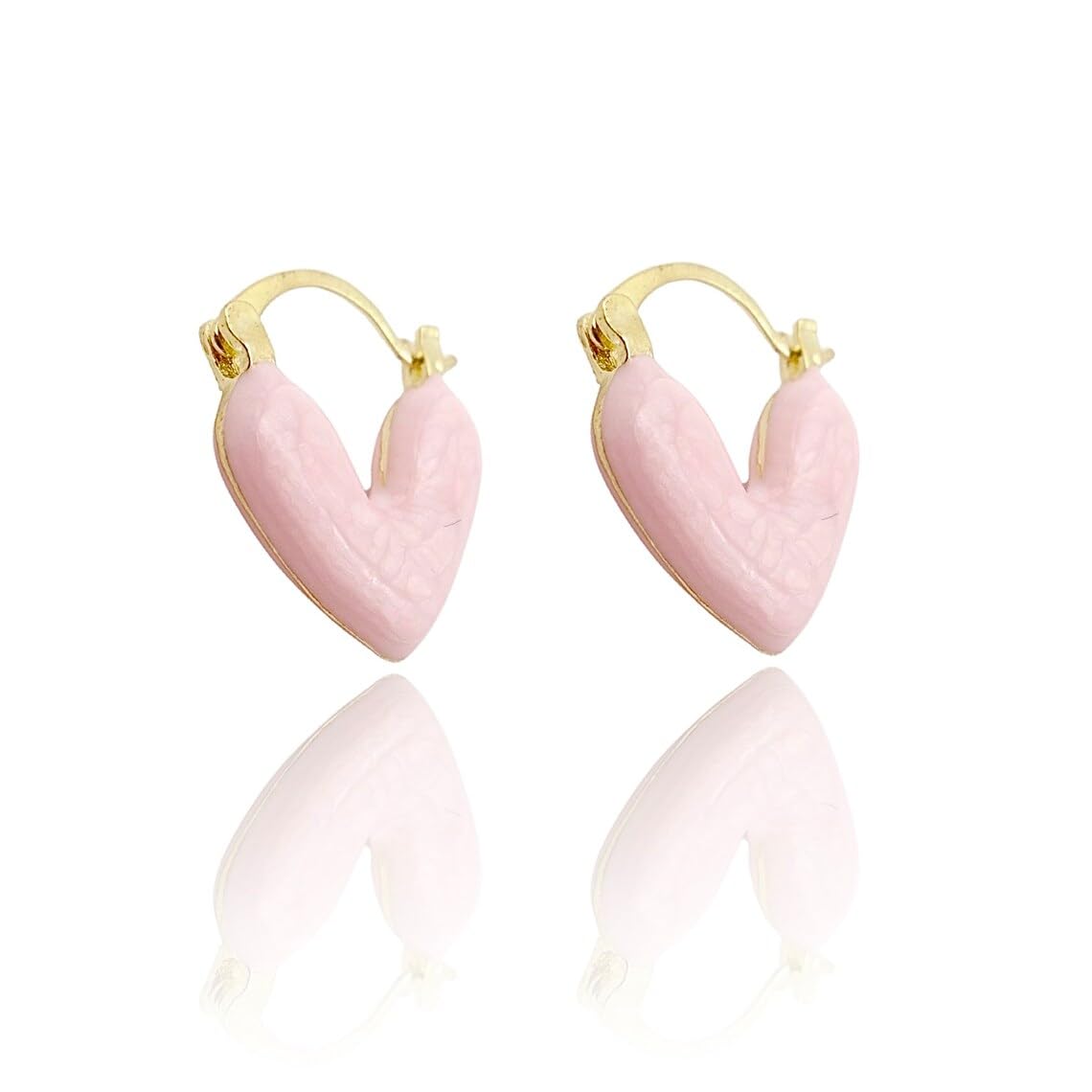 Minimal Enameled Heart Earrings