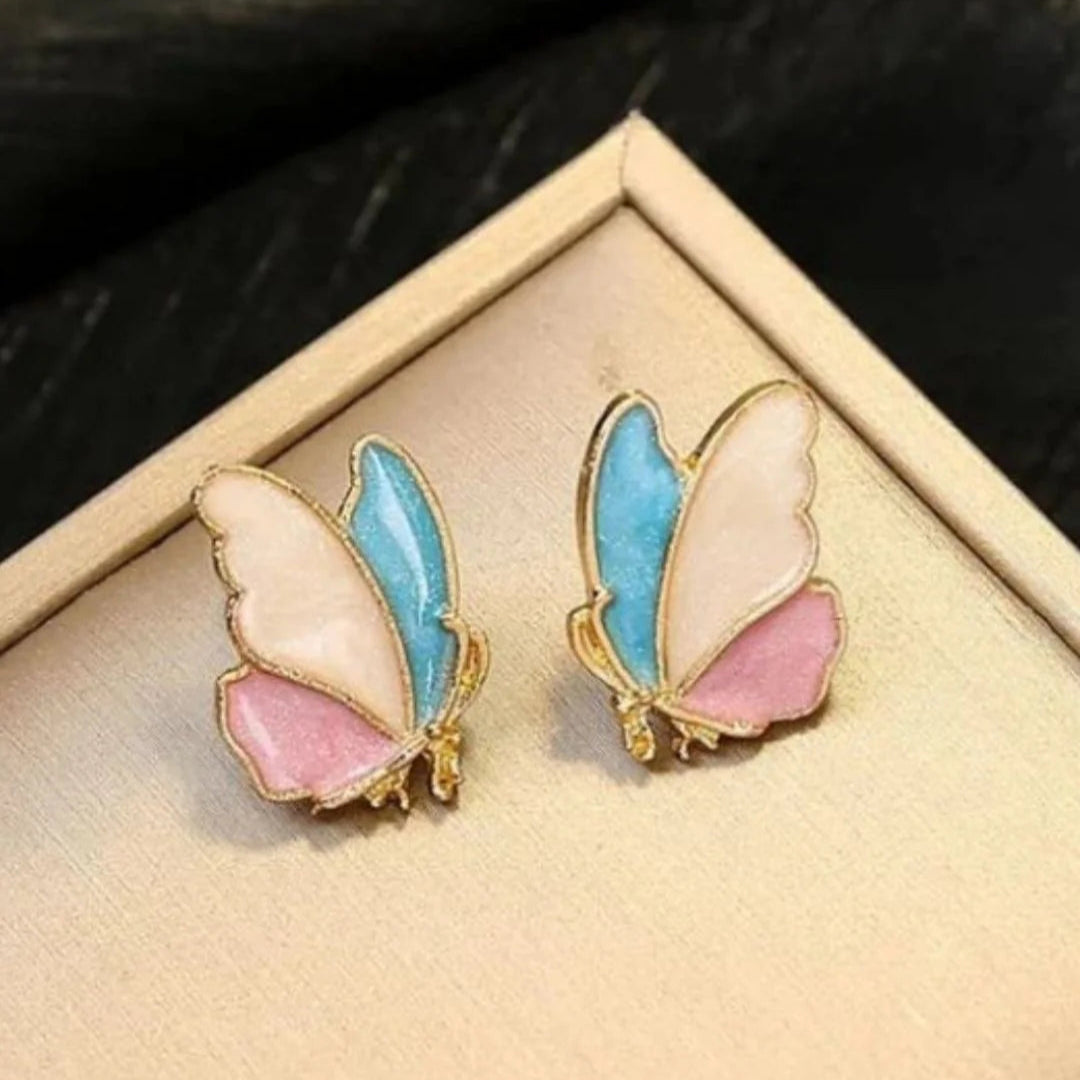 Enameled Butterfly Studs